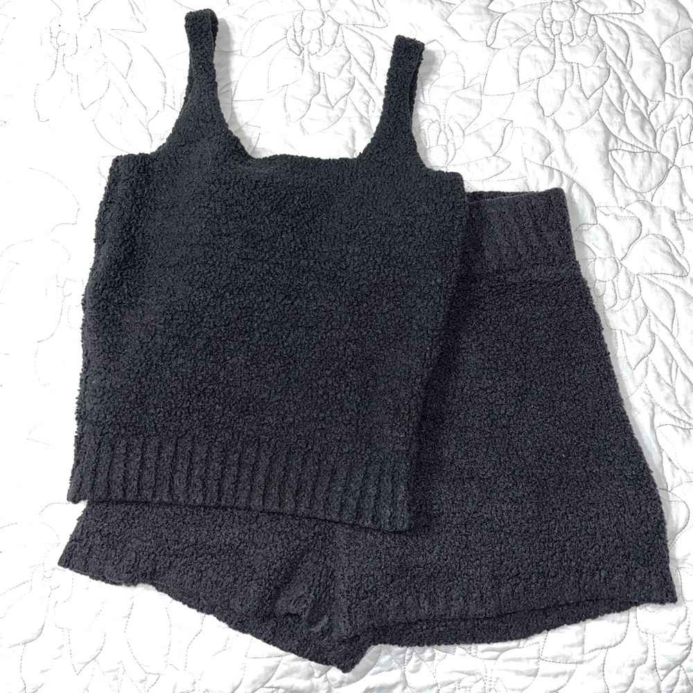 skims cozy knit boucle knit set- Black